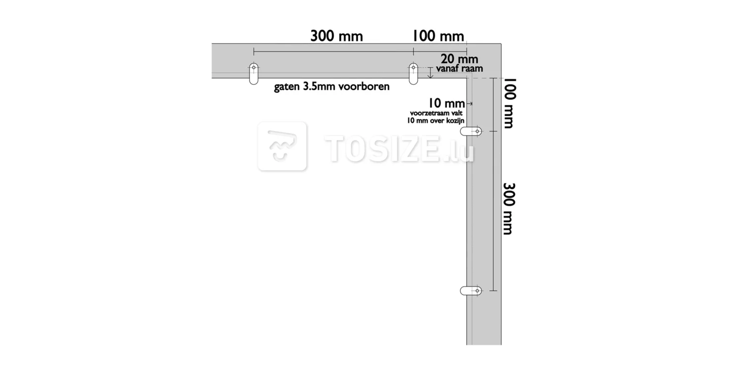 Clip de fixation pour fenêtre avant pour plexiglas de 8 mm, vis incluse, sans revêtement