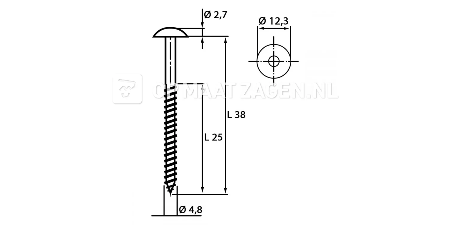 HPL-Trespa® screw 4.8 x 38 mm T20 RAL7016