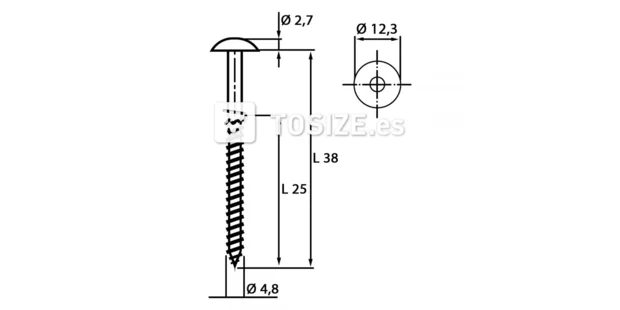 Tornillo HPL-Trespa® 4.8 x 38 mm T20 RAL7016