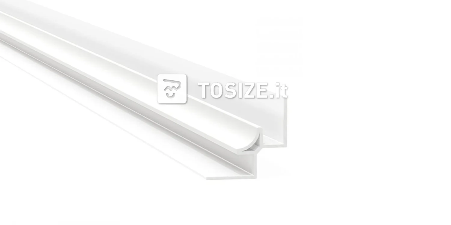 Interior corner profile white for 10 mm click-on wall panel