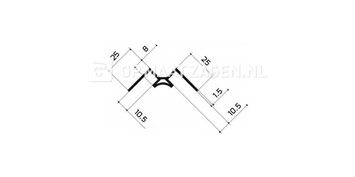 Binnenhoekprofiel grijs t.b.v 10 mm klik wandpaneel