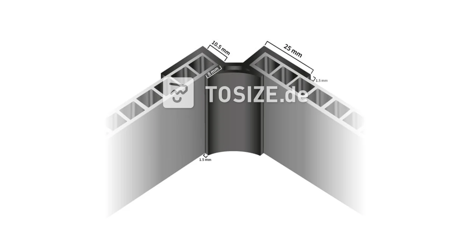 Interior corner profile grey for 10 mm click-on wall panel