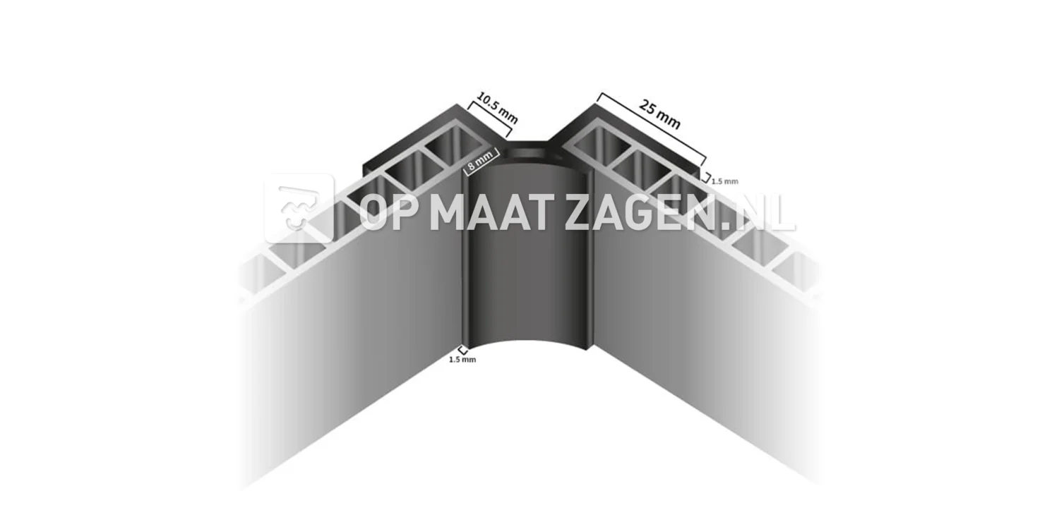 Interior corner profile black for 10 mm click-on wall panel