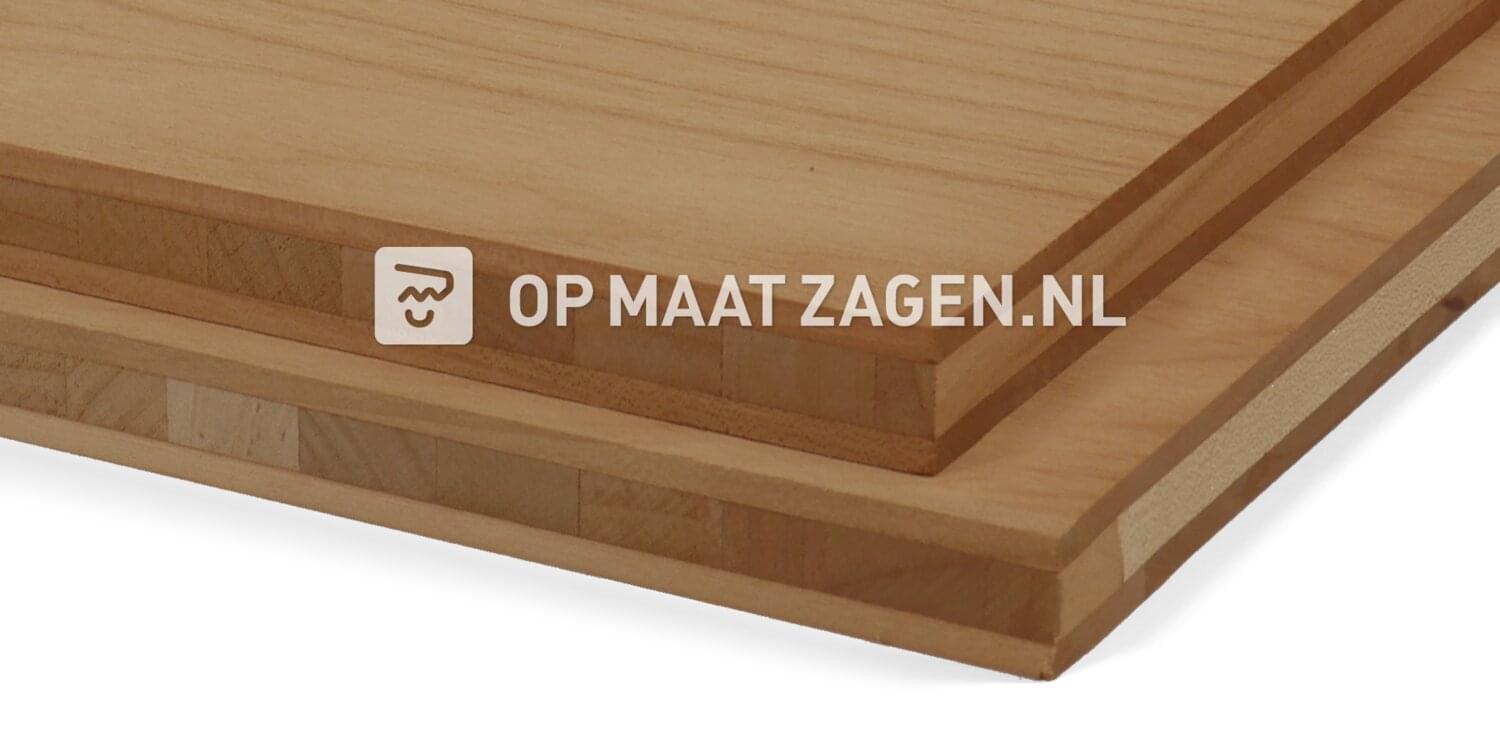 Avonturier Bestuiven Frustrerend Drielaags massief hout met kersen uitstraling op maat gezaagd -  OPMAATZAGEN.nl