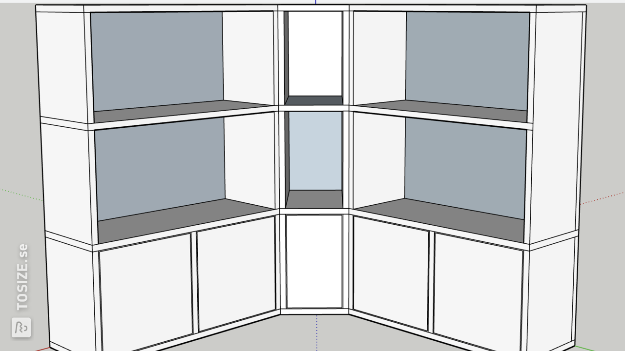 Narrow cabinet as a corner piece
