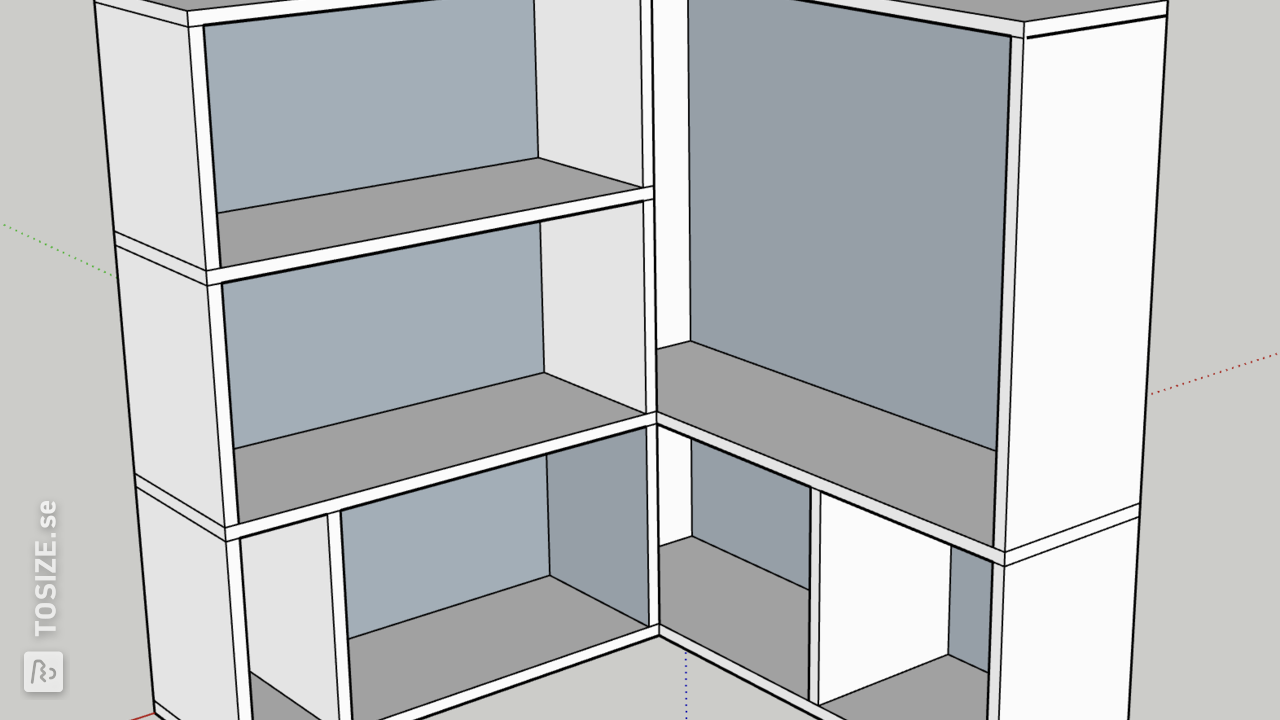 Two cabinets, one extending into the corner