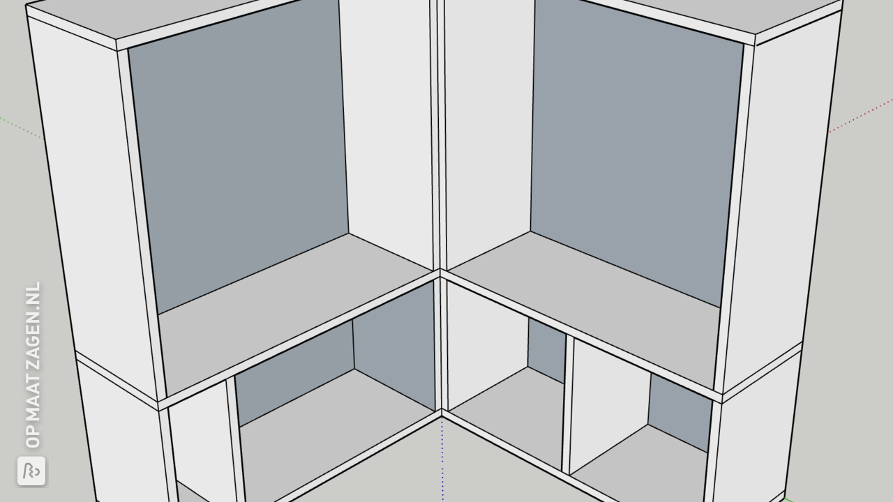 Front view of aligned corners