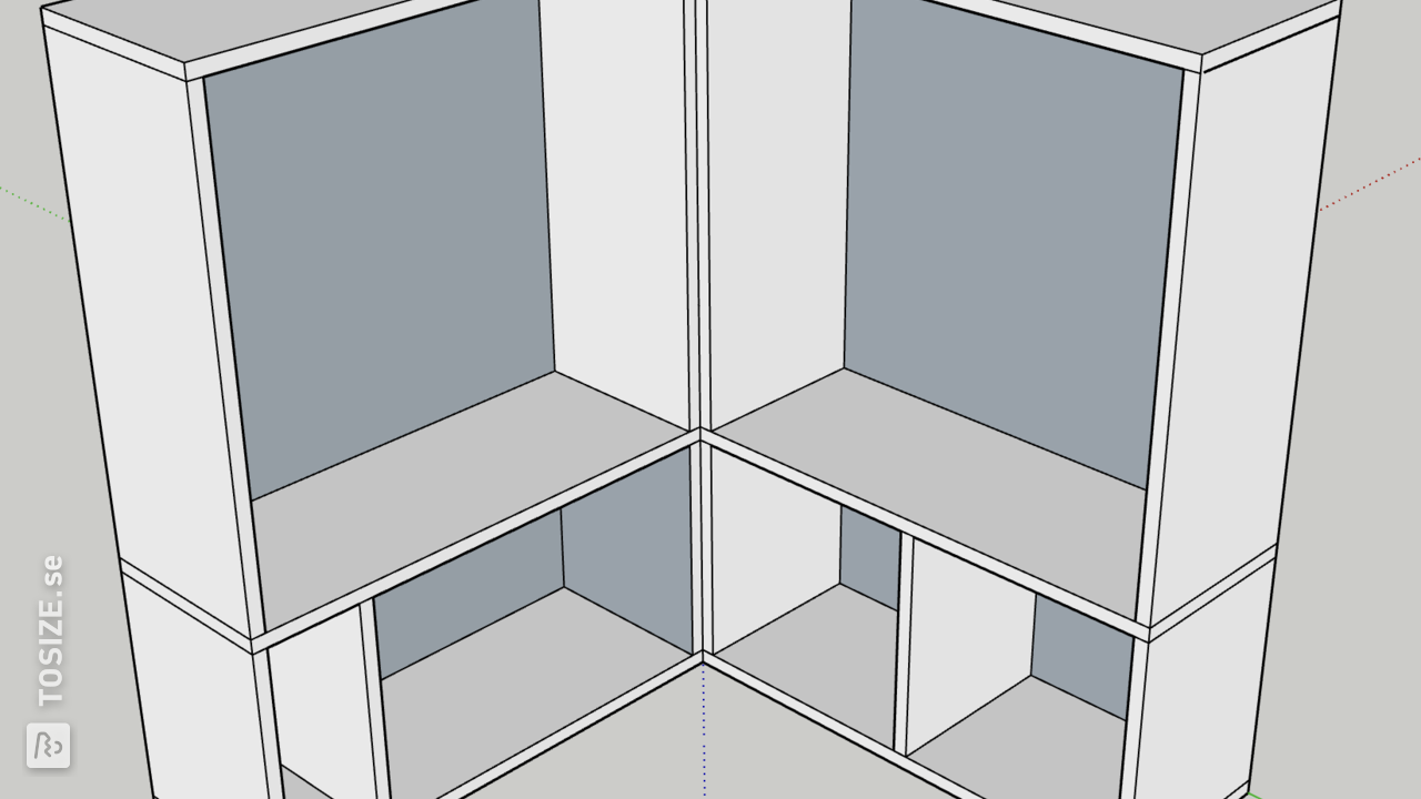 Front view of aligned corners