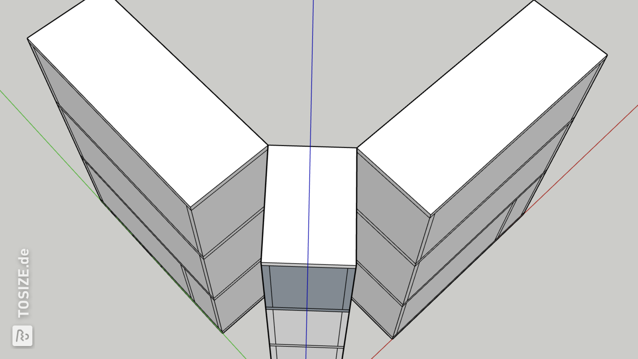 Back view of the narrow cabinet as a corner piece