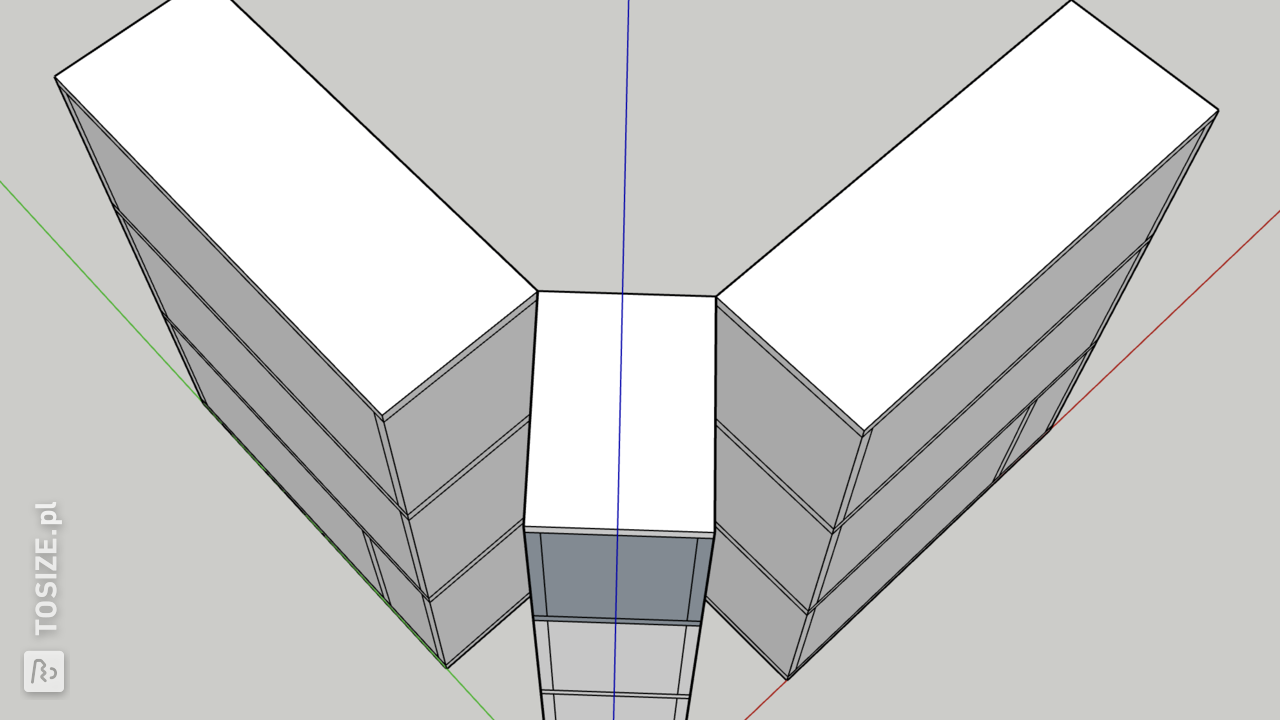 Back view of the narrow cabinet as a corner piece