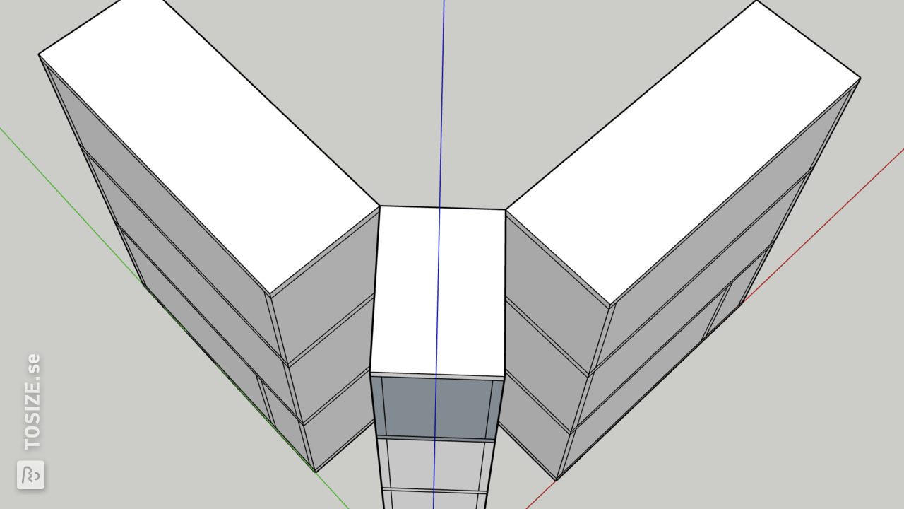 Back view of the narrow cabinet as a corner piece