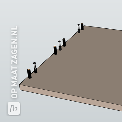 Shelvy verbinding met deuvels en minifix-schroeven